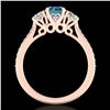 Image 4 : 1.67 CTW Intense Blue Diamond Solitaire Art Deco 3 Stone Ring 18K Rose Gold - REF-200N2Y - 37811