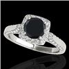 Image 1 : 1.5 CTW Certified VS Black Diamond Solitaire Halo Ring 10K White Gold - REF-68X8T - 33367