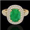 Image 1 : 3.50 CTW Emerald & Micro Pave VS/SI Diamond Halo Ring 18K Yellow Gold - REF-143W6F - 20718