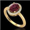 Image 2 : 1.75 CTW Garnet & Micro Pave VS/SI Diamond Ring Solitaire Halo 18K Yellow Gold - REF-43M6H - 21013