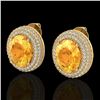 Image 1 : 8 CTW Citrine & Micro Pave VS/SI Diamond Earrings 18K Yellow Gold - REF-151F6N - 20222