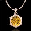 Image 1 : 0.82 CTW Intense Fancy Yellow Diamond Art Deco Stud Necklace 18K Rose Gold - REF-114W5F - 38051