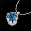 Image 2 : 1.14 CTW Fancy Intense Blue Diamond Solitaire Art Deco Necklace 18K White Gold - REF-125M5H - 37376