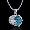 Image 4 : 1.14 CTW Fancy Intense Blue Diamond Solitaire Art Deco Necklace 18K White Gold - REF-125M5H - 37376
