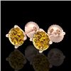 Image 1 : 2 CTW Intense Fancy Yellow Diamond Art Deco Stud Earrings 18K Rose Gold - REF-272A8X - 38247