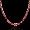 Image 2 : 66 CTW Pink Tourmaline & VS/SI Diamond Tennis Micro Halo Necklace 14K Rose Gold - REF-651Y6K - 23473