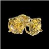 Image 4 : 1.50 CTW Certified Intense Yellow SI Diamond Solitaire Stud Earrings 10K Yellow Gold - REF-192H2A - 