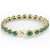 Image 4 : 23.25 CTW Emerald & VS/SI Diamond Tennis Micro Pave Halo Bracelet 14K Yellow Gold - REF-178W2F - 402