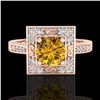 Image 2 : 1.1 CTW Intense Fancy Yellow Diamond Engagement Art Deco Ring 18K Rose Gold - REF-140Y9K - 38156