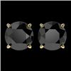Image 1 : 2.60 CTW Fancy Black VS Diamond Solitaire Stud Earrings 10K Yellow Gold - REF-52H8A - 36685