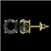 Image 2 : 2.60 CTW Fancy Black VS Diamond Solitaire Stud Earrings 10K Yellow Gold - REF-52H8A - 36685