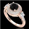 Image 1 : 2.05 CTW Fancy Black Diamond Solitaire Art Deco 3 Stone Ring 18K Rose Gold - REF-180X2T - 38144