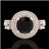 Image 2 : 2.05 CTW Fancy Black Diamond Solitaire Art Deco 3 Stone Ring 18K Rose Gold - REF-180X2T - 38144