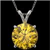 Image 1 : 2.50 CTW Certified Intense Yellow SI Diamond Solitaire Necklace 10K White Gold - REF-687X2T - 33248