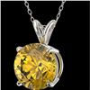 Image 2 : 2.50 CTW Certified Intense Yellow SI Diamond Solitaire Necklace 10K White Gold - REF-687X2T - 33248