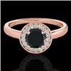 Image 1 : 1.15 CTW Certified VS Black Diamond Solitaire Halo Ring 10K Rose Gold - REF-48Y2K - 33467