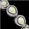 Image 4 : 17.15 CTW Opal & Diamond Halo Bracelet 10K White Gold - REF-321Y6K - 41249
