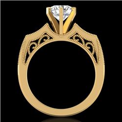 1.51 CTW VS/SI Diamond Solitaire Art Deco Ring 18K Yellow Gold - REF-442K5W - 37078