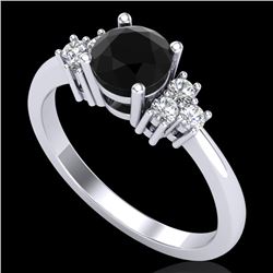 1 CTW Fancy Black Diamond Solitaire Engagement Classic Ring 18K White Gold - REF-80Y2K - 37590