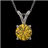 Image 1 : 0.79 CTW Certified Intense Yellow SI Diamond Solitaire Necklace 10K White Gold - REF-100X5T - 36748