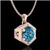 Image 4 : 0.82 CTW Fancy Intense Blue Diamond Solitaire Art Deco Necklace 18K Rose Gold - REF-114H5A - 38049
