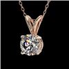 Image 2 : 0.77 CTW Certified H-SI/I Quality Diamond Solitaire Necklace 10K Rose Gold - REF-97A5X - 36740