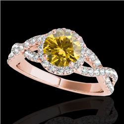 1.54 CTW Certified Si/I Fancy Intense Yellow Diamond Solitaire Halo Ring 10K Rose Gold - REF-170X4T 