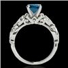 Image 2 : 1.1 CTW Si Certified Fancy Blue Diamond Solitaire Antique Ring 10K White Gold - REF-156H4A - 34635