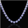Image 2 : 56 CTW Tanzanite Eternity Designer Inspired Tennis Necklace 14K White Gold - REF-631N3Y - 23409