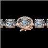 Image 1 : 26 CTW Aquamarine & VS/SI Diamond Eternity Tennis Micro Halo Bracelet 14K Rose Gold - REF-285W3F - 2