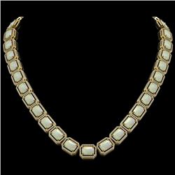 53.59 CTW Opal & Diamond Halo Necklace 10K Yellow Gold - REF-816H2A - 41491