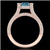 Image 4 : 2 CTW Intense Blue Diamond Engagement Micro Pave Ring 18K Rose Gold - REF-200K2W - 37622