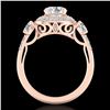 Image 1 : 2.05 CTW VS/SI Diamond Solitaire Art Deco 3 Stone Ring 18K Rose Gold - REF-490W9F - 37263