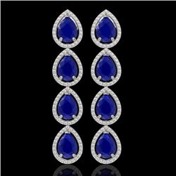 16.01 CTW Sapphire & Diamond Halo Earrings 10K White Gold - REF-186Y5K - 41288