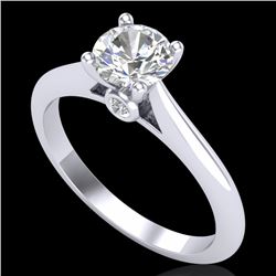0.83 CTW VS/SI Diamond Solitaire Art Deco Ring 18K White Gold - REF-200X2T - 37283