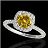 Image 1 : 1.5 CTW Certified Si/I Fancy Intense Yellow Diamond Solitaire Halo Ring 10K White Gold - REF-180W2F 