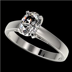 1.25 CTW Certified VS/SI Quality Oval Diamond Solitaire Ring 10K White Gold - REF-372F3N - 33010