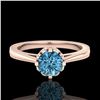 Image 2 : 0.81 CTW Fancy Intense Blue Diamond Solitaire Art Deco Ring 18K Rose Gold - REF-103Y6K - 37335
