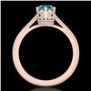Image 4 : 0.81 CTW Fancy Intense Blue Diamond Solitaire Art Deco Ring 18K Rose Gold - REF-103Y6K - 37335