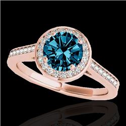1.93 CTW Si Certified Fancy Blue Diamond Solitaire Halo Ring 10K Rose Gold - REF-254X5T - 33523