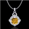Image 1 : 1.57 CTW Intense Fancy Yellow Diamond Micro Pave Stud Necklace 18K White Gold - REF-147H3A - 37637