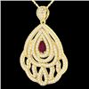 Image 2 : 2 CTW Ruby & Micro Pave VS/SI Diamond Designer Necklace 18K Yellow Gold - REF-178F2N - 21270