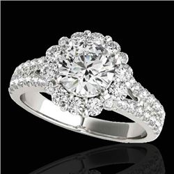 2.51 CTW H-SI/I Certified Diamond Solitaire Halo Ring 10K White Gold - REF-384T2M - 33940