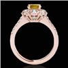 Image 2 : 2.05 CTW Certified Si/I Fancy Intense Yellow Diamond Solitaire Halo Ring 10K Rose Gold - REF-245M5H 