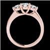 Image 2 : 3 CTW H-SI/I Certified Diamond 3 Stone Solitaire Ring 10K Rose Gold - REF-680H9A - 35395