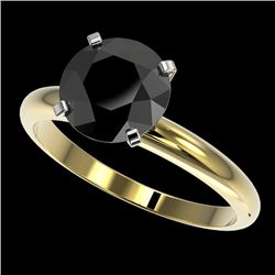 2.50 CTW Fancy Black VS Diamond Solitaire Engagement Ring 10K Yellow Gold - REF-63K3W - 32947