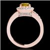 Image 2 : 2 CTW Certified Si/I Fancy Intense Yellow Diamond Solitaire Halo Ring 10K Rose Gold - REF-355Y5K - 3