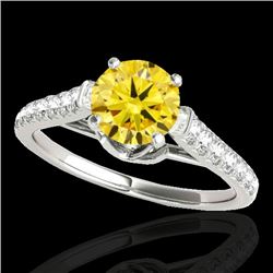 1.46 CTW Certified Si/I Fancy Intense Yellow Diamond Solitaire Ring 10K White Gold - REF-163M6H - 34