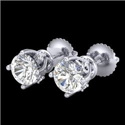 1.26 CTW VS/SI Diamond Solitaire Art Deco Stud Earrings 18K White Gold - REF-209Y3K - 37019