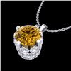 Image 2 : 1.5 CTW Intense Fancy Yellow Diamond Art Deco Stud Necklace 18K White Gold - REF-218H2A - 37385
